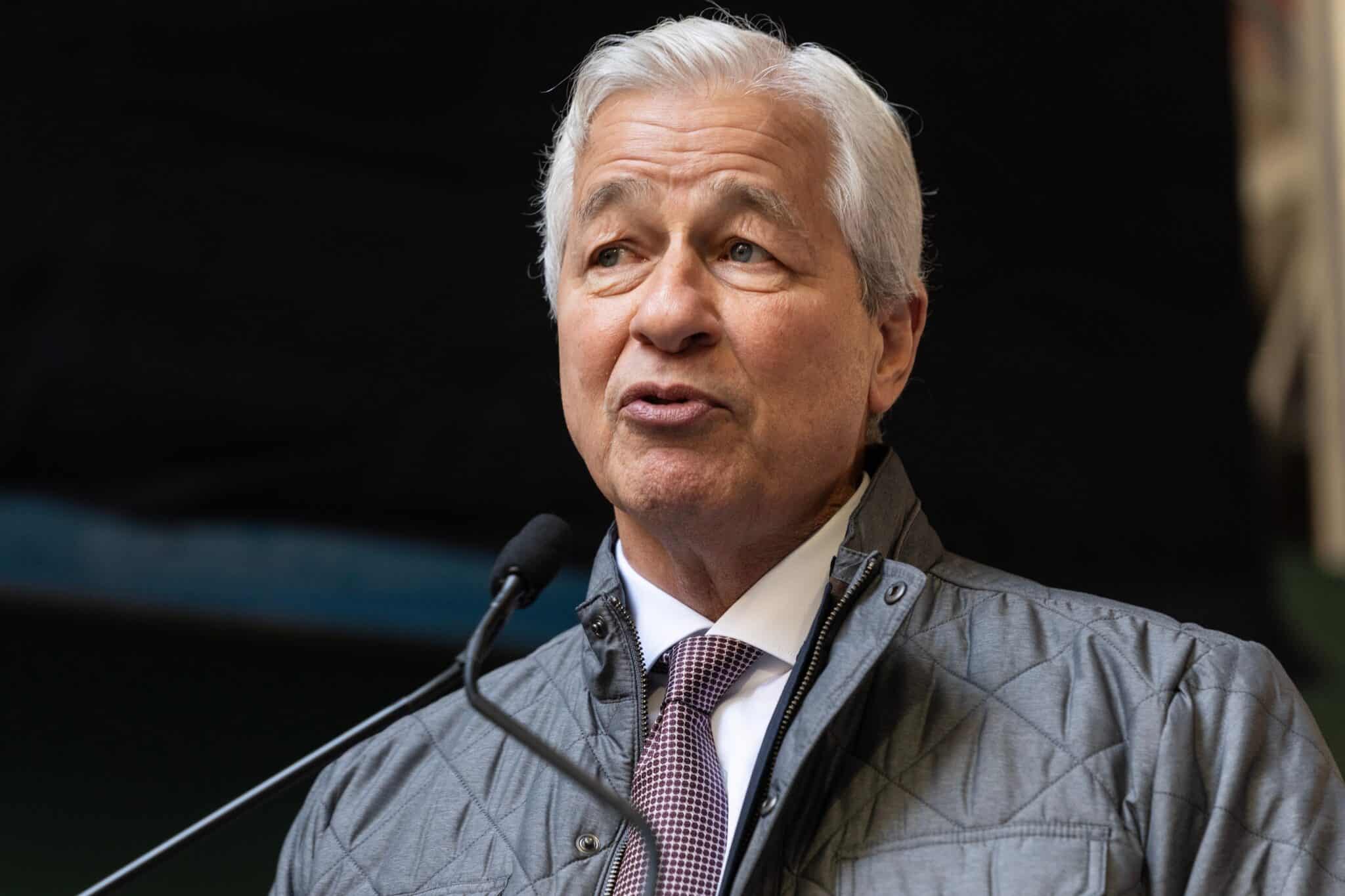 Jamie,Dimon,Speaks,During,Ceremony,For,Final,Steel,Beam,Wrapped